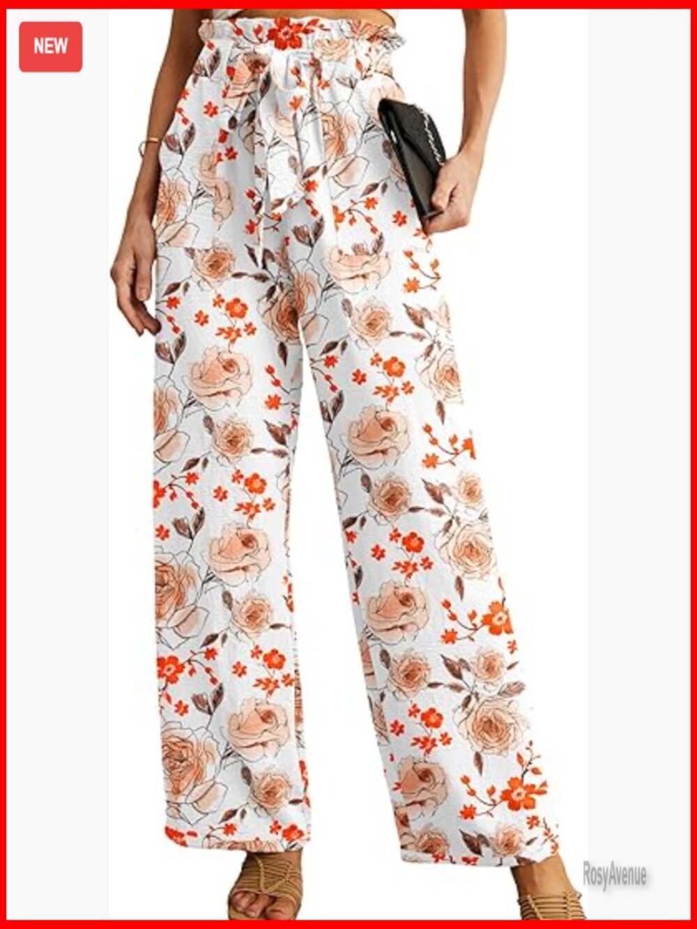 High Waist Wide Leg Pants with Pockets, Adjustable Knot, Business Casual